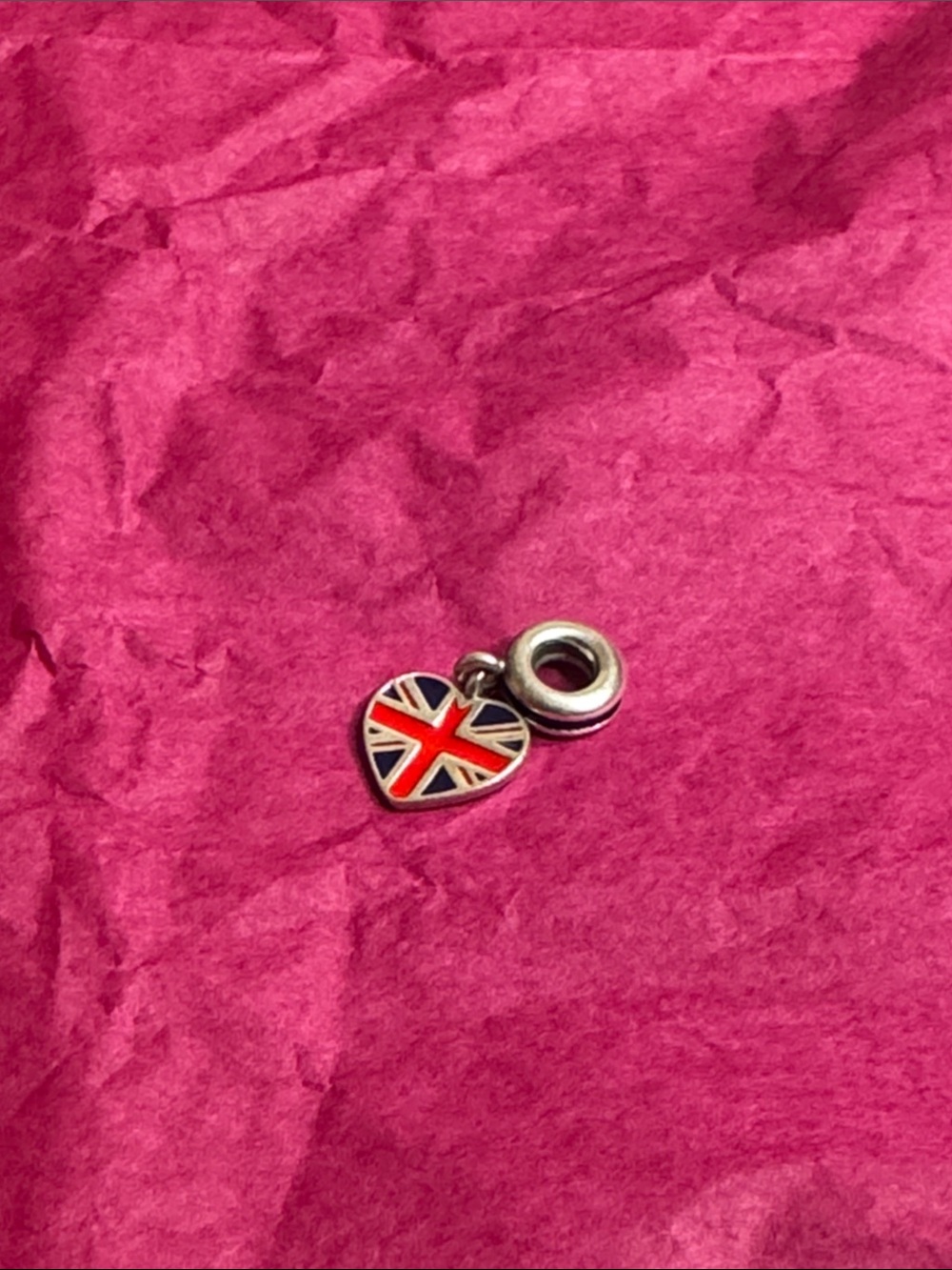 Great Britain Union Jack Heart Dangle Charm